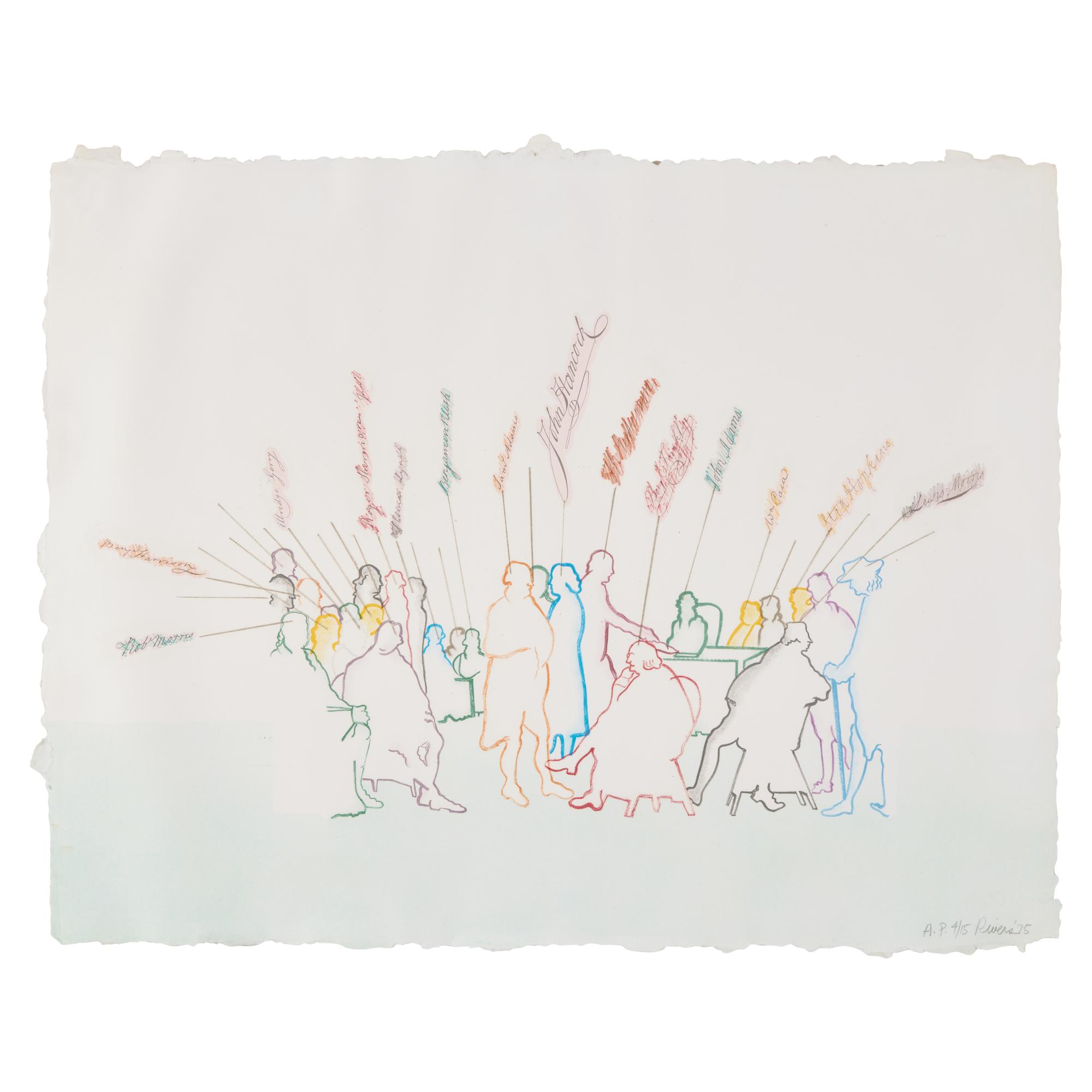 Larry Rivers (American, 1923-2002) — Signing of the Declaration of Independence (from Kent Bicentennial Portfolio: Spirit of Independence ), 1975