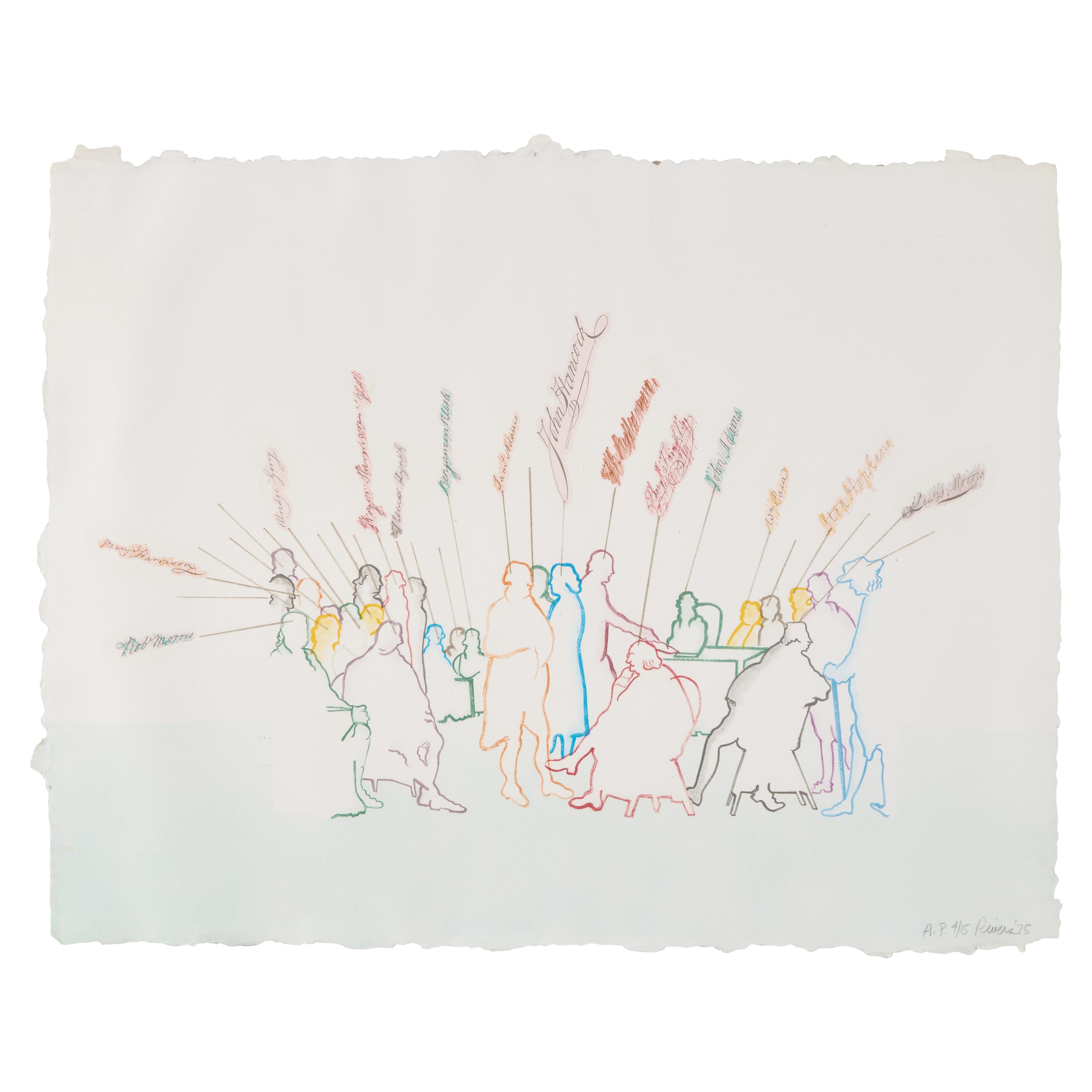 Larry Rivers (American, 1923-2002) — Signing of the Declaration of Independence (from Kent Bicentennial Portfolio: Spirit of Independence ), 1975