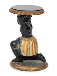 An Italian Polychrome and Gilt Figural Taboret