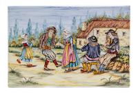 A Quimper Painted Tile 7 7/8 x 11 3/4 inches.