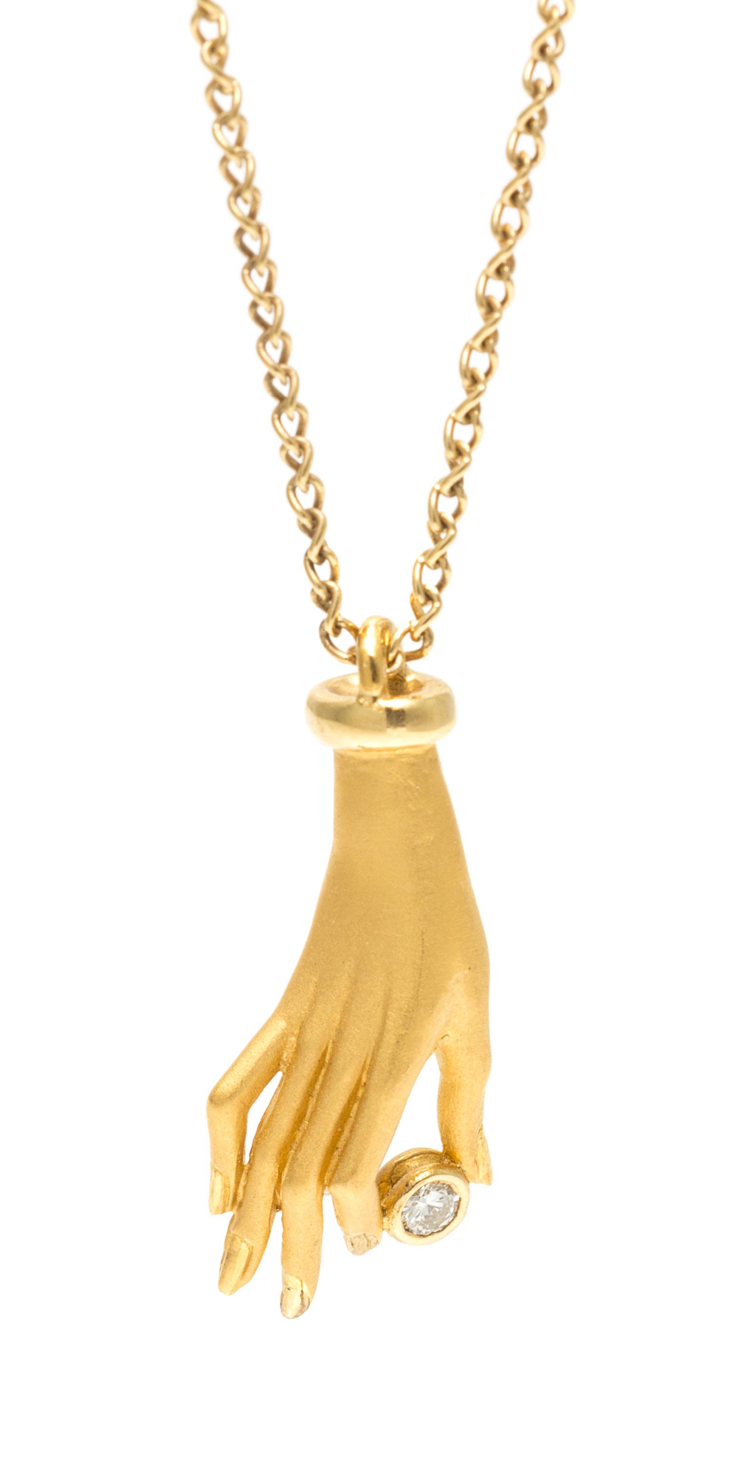 An 18 Karat Yellow Gold and Diamond Hand Pendant, Carrera y Carrera, 3.00 dwts.