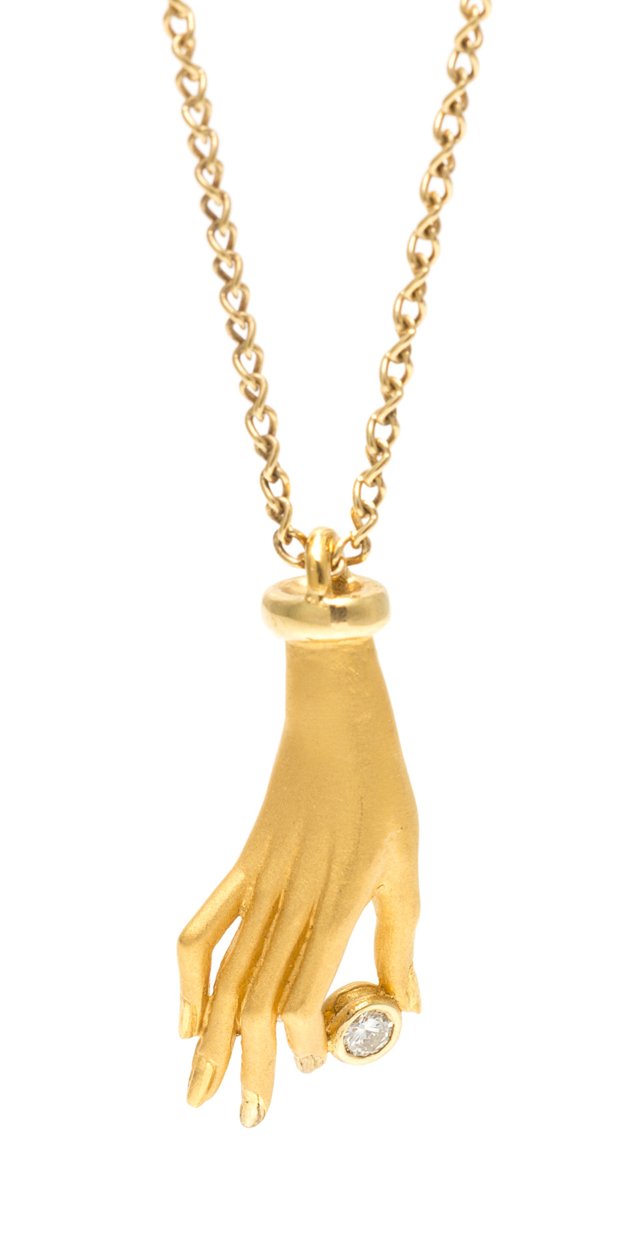 An 18 Karat Yellow Gold and Diamond Hand Pendant, Carrera y Carrera, 3.00 dwts.