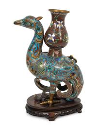 A Chinese Cloisonne Phoenix Incense Vase
