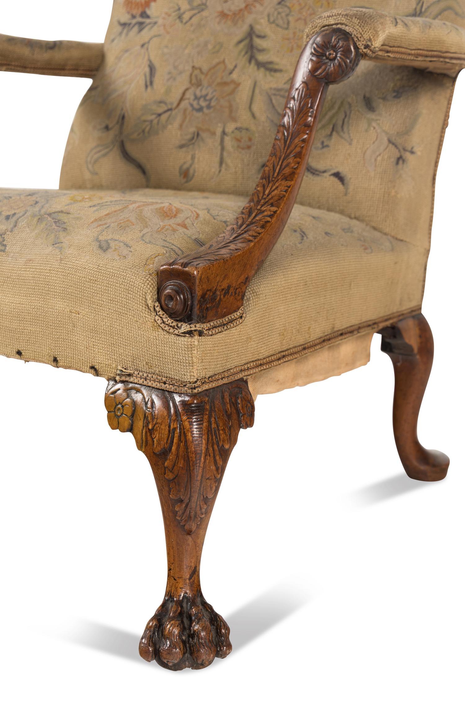 A George II Walunt Library Armchair