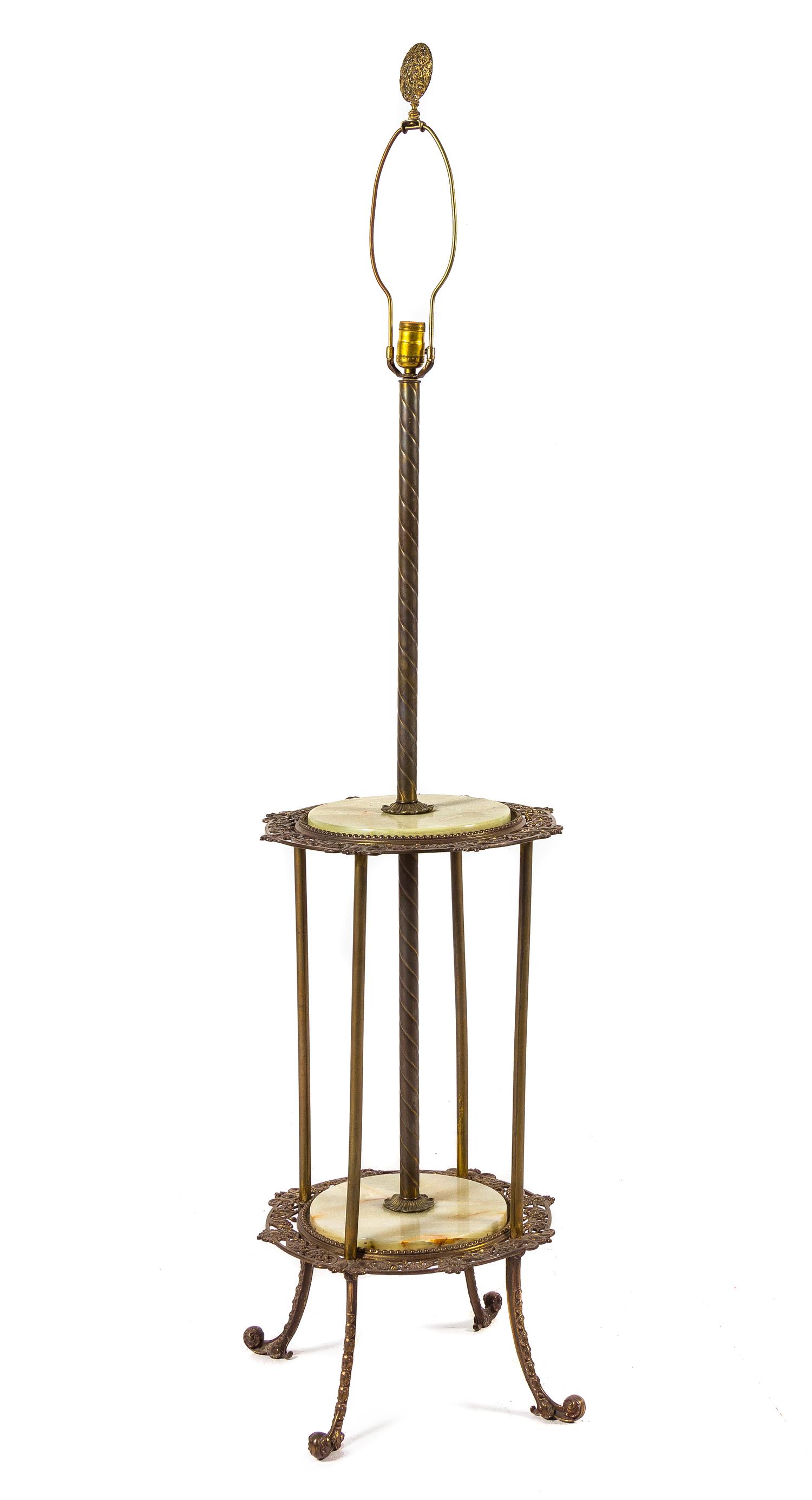 A Victorian Style Brass and Onyx Table Lamp