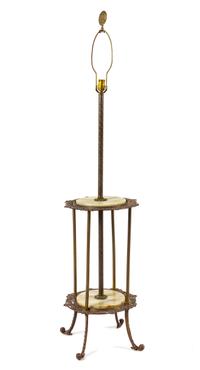 A Victorian Style Brass and Onyx Table Lamp