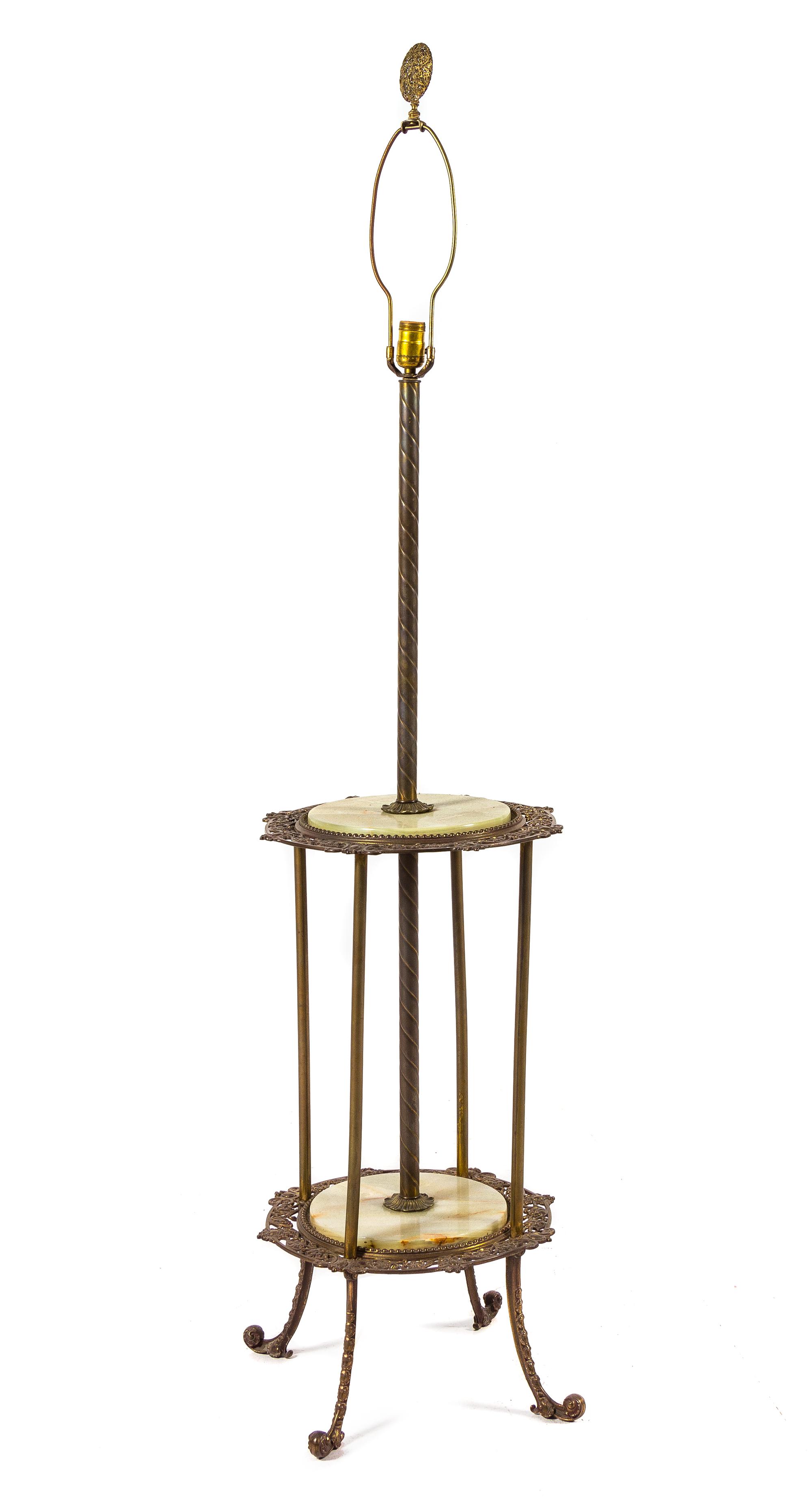A Victorian Style Brass and Onyx Table Lamp
