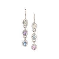 MULTICOLORED SAPPHIRE, DIAMOND, AND WHITE GOLD EARRINGS