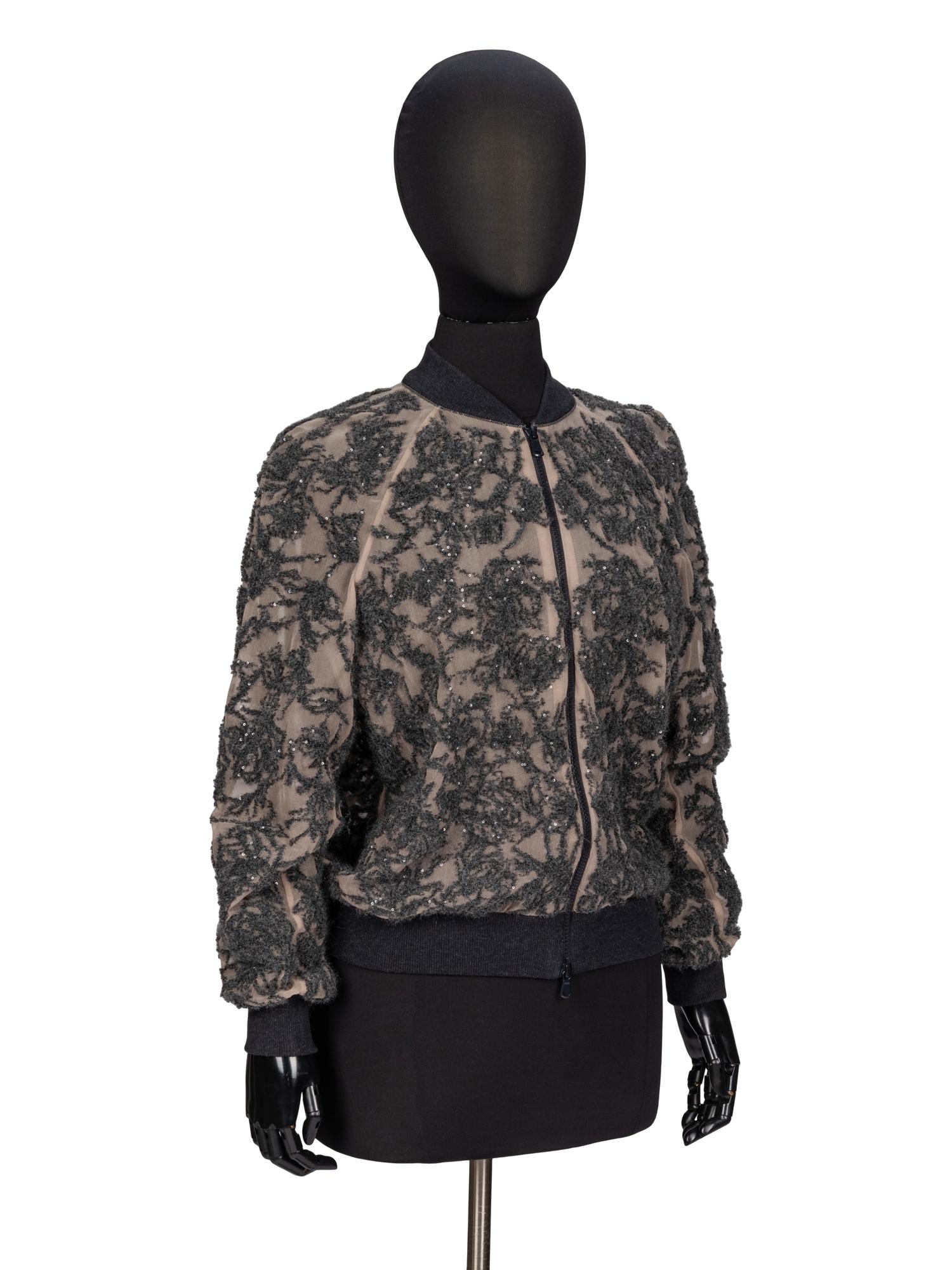 Brunello Cucinelli, Embellished Chiffon Bomber Jacket