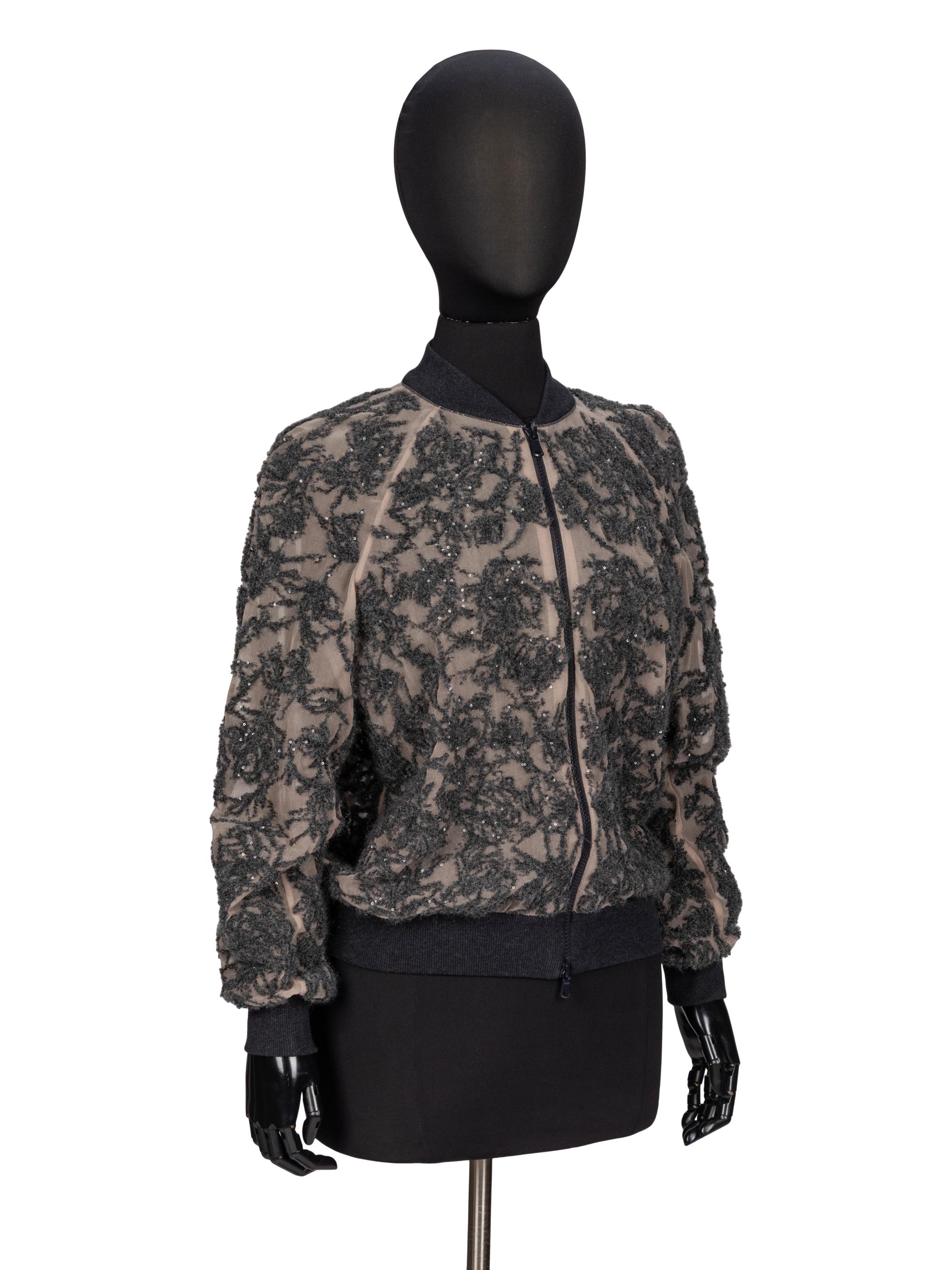 Brunello Cucinelli, Embellished Chiffon Bomber Jacket