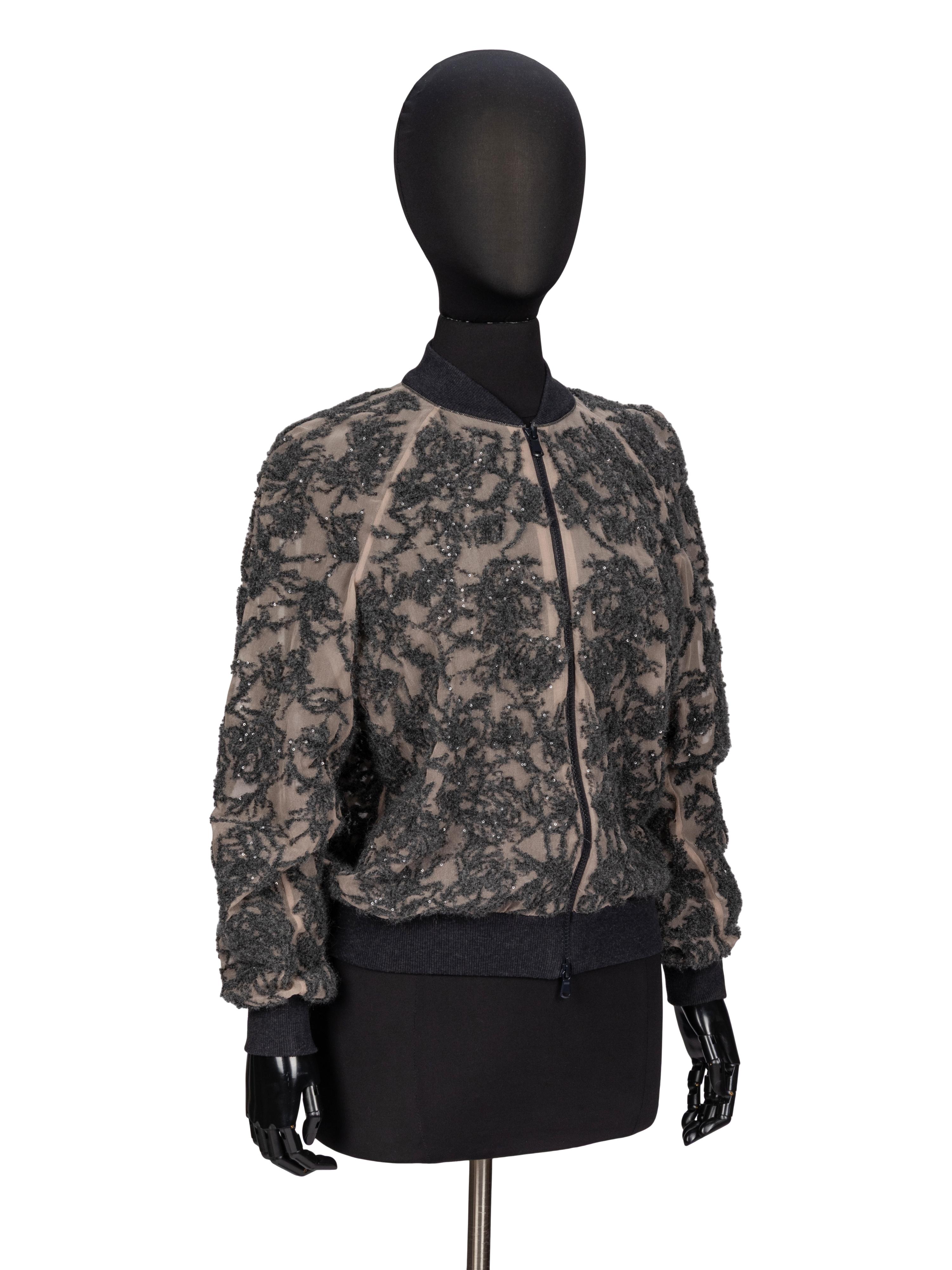 Brunello Cucinelli, Embellished Chiffon Bomber Jacket