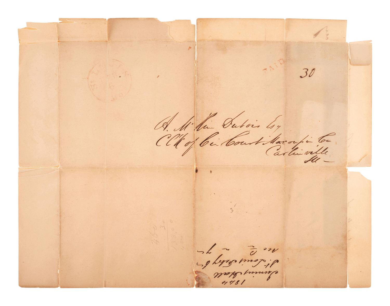 [MISSOURI] -- [MISSOURI TERRITORY]. Ephemera related to early Missouri settlement and history, including a grand jury indictment for cheating with a "gambling device" adapted for playing cards.