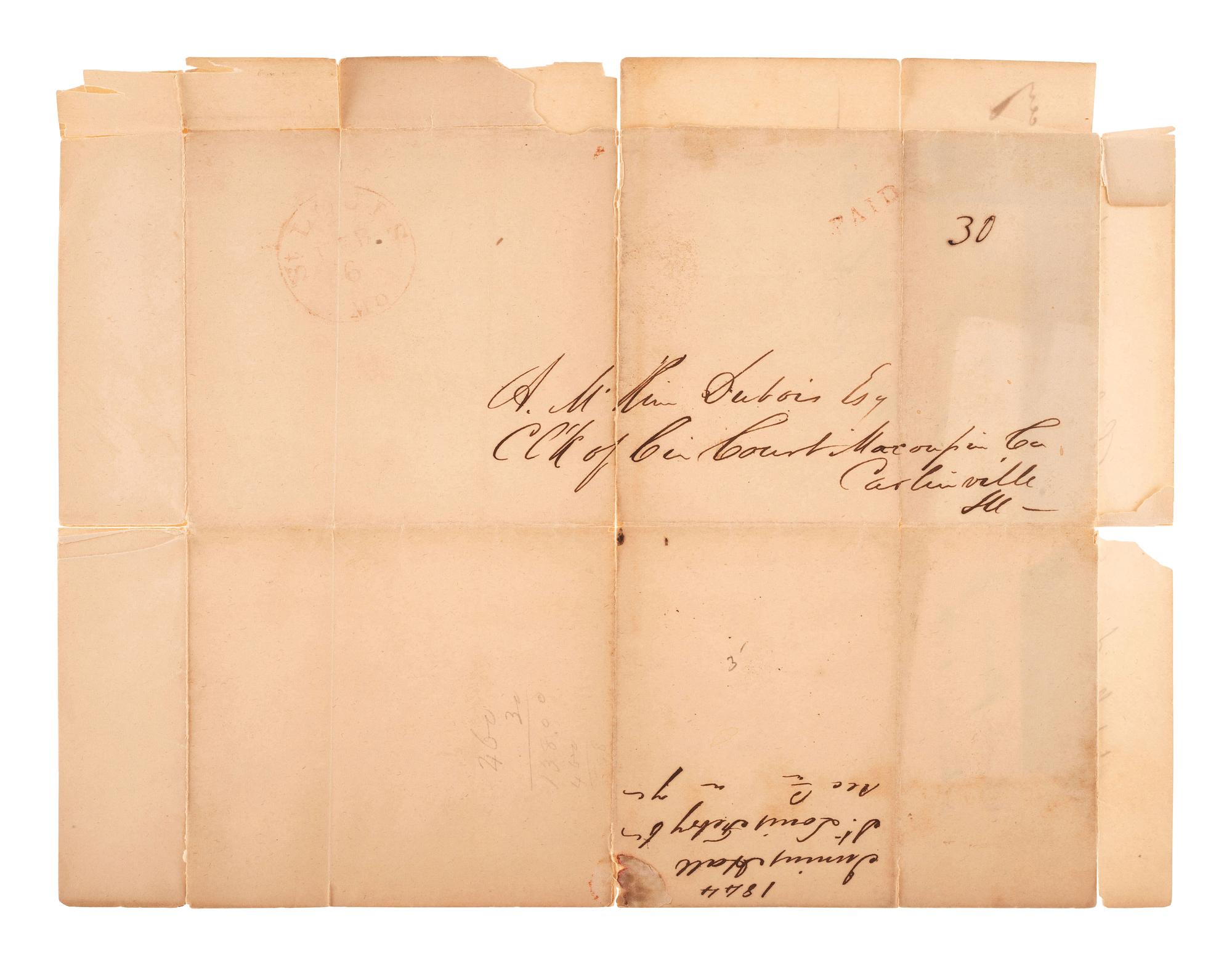 [MISSOURI] -- [MISSOURI TERRITORY]. Ephemera related to early Missouri settlement and history, including a grand jury indictment for cheating with a "gambling device" adapted for playing cards.