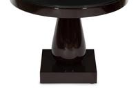 A Contemporary Black Lacquer Side Table with Black Glass Top