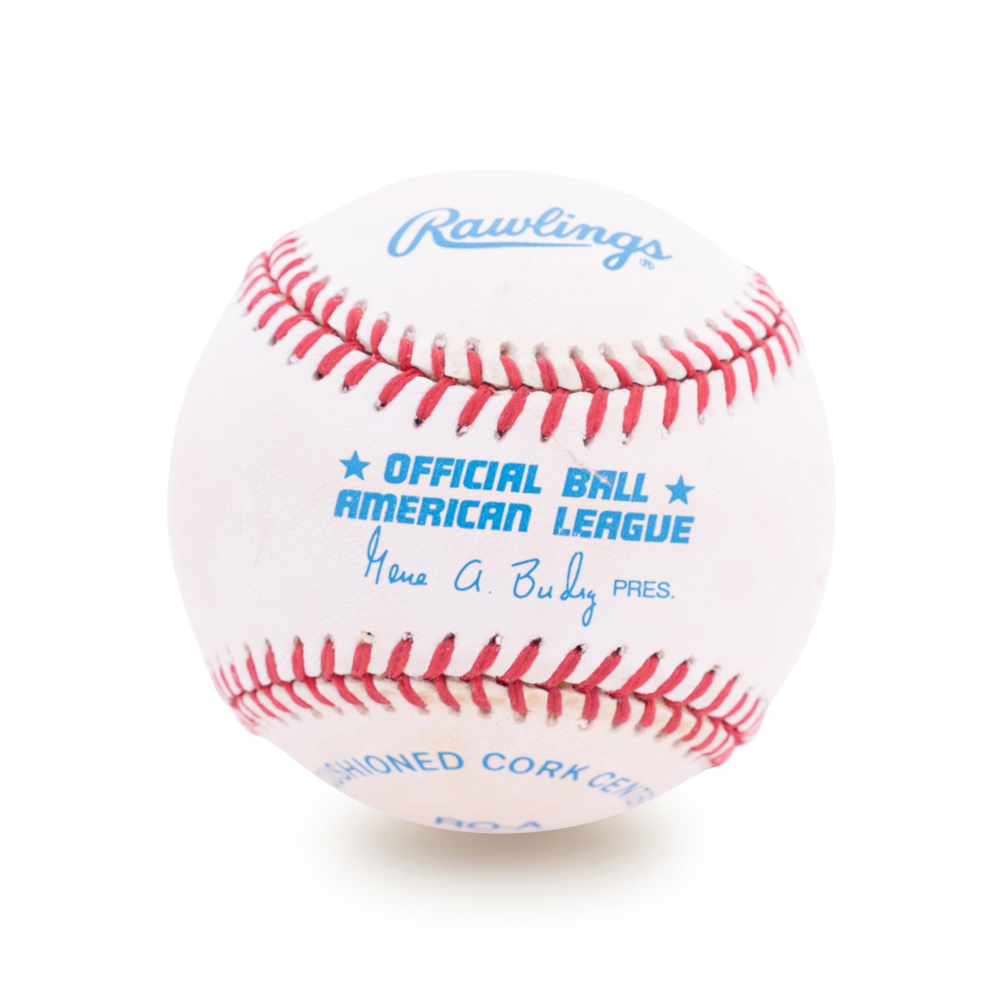A Joe DiMaggio Signed and Inscribed HOF 55 Official American League Baseball