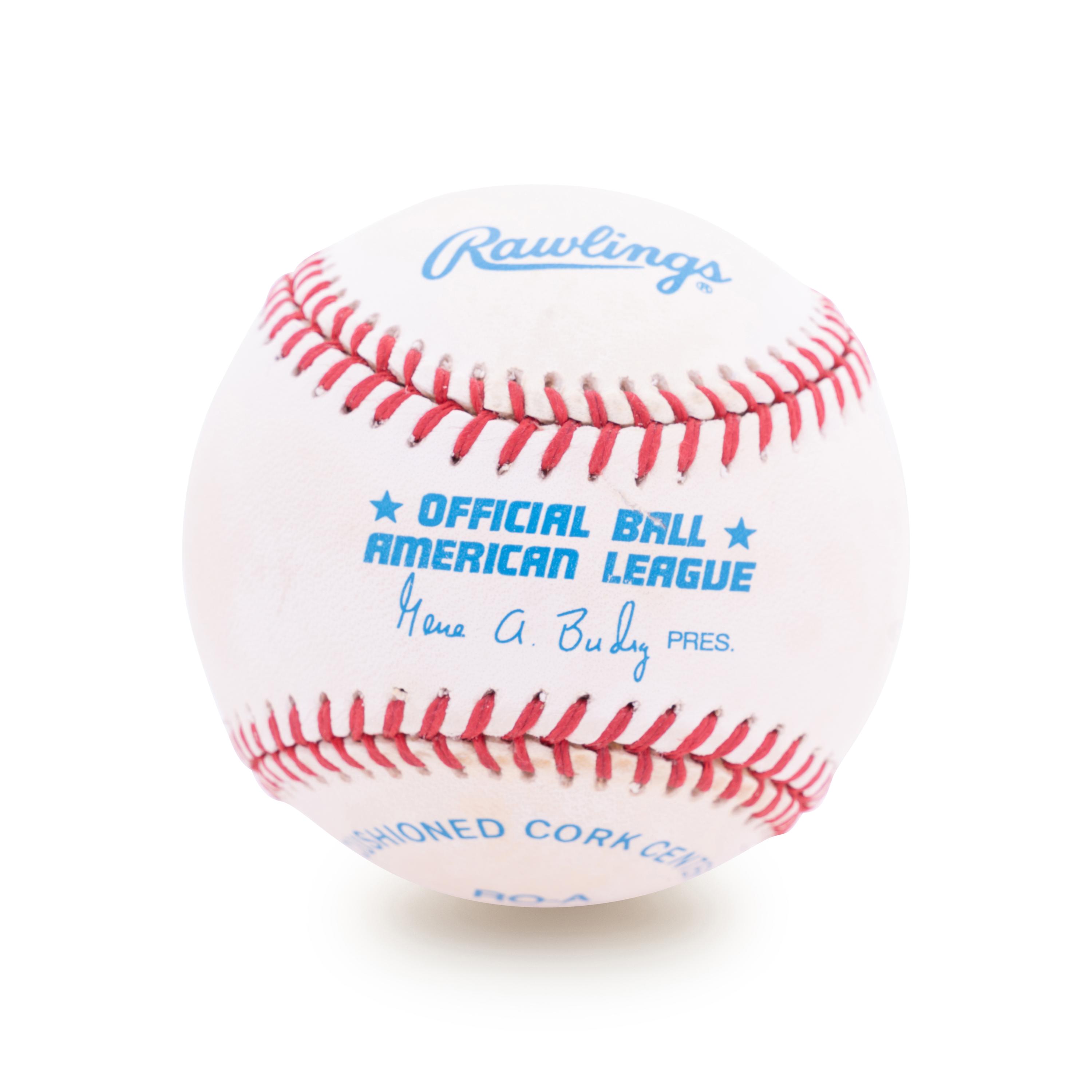A Joe DiMaggio Signed and Inscribed HOF 55 Official American League Baseball