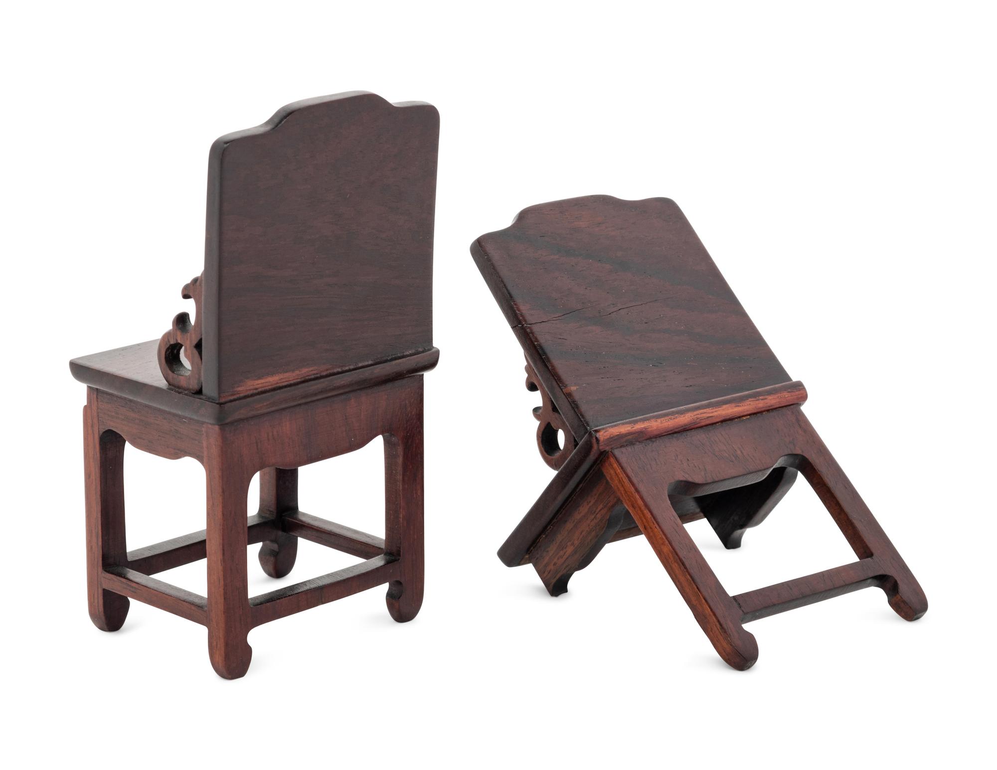 A Pair of Chinese Miniature Side Chairs