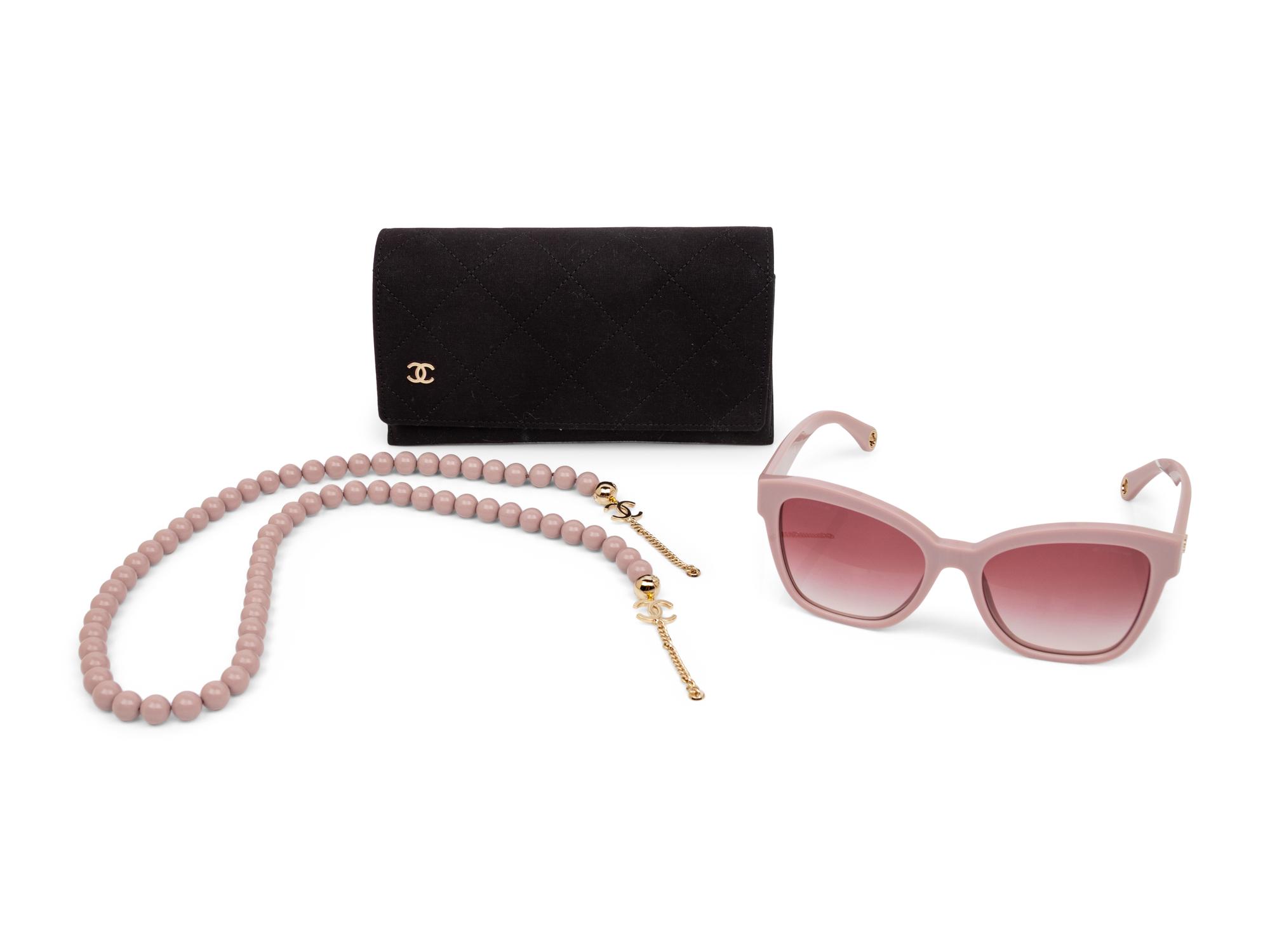 Chanel, Pink Sunglasses with Removable Beaded Chain
