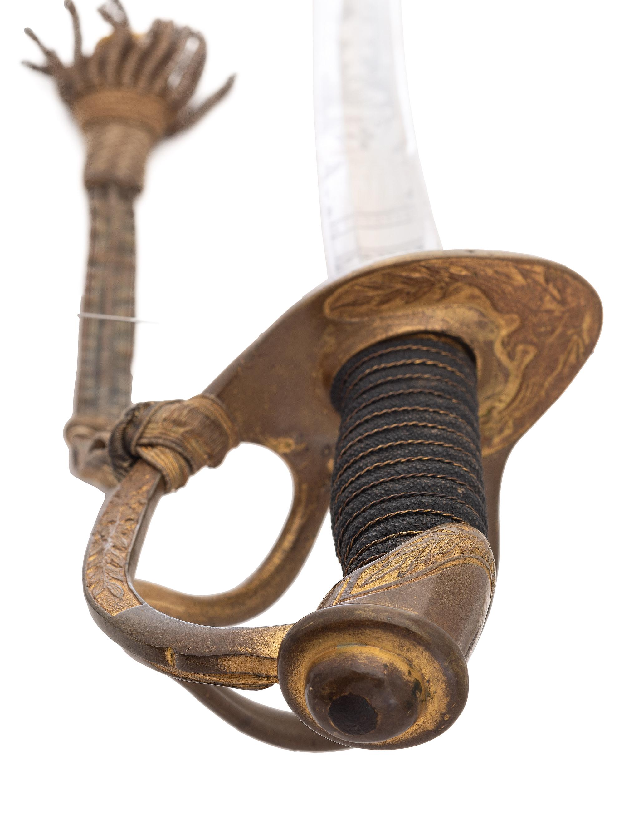 [CIVIL WAR]. Imported US Model 1840 Cavalry Officer’s saber presented to Captain Otto Harhaus, 2nd New York Volunteer Cavalry, who commanded the Regiment at Gettysburg.