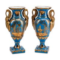 A Pair of Continental Porcelain Chinoiserie Vases