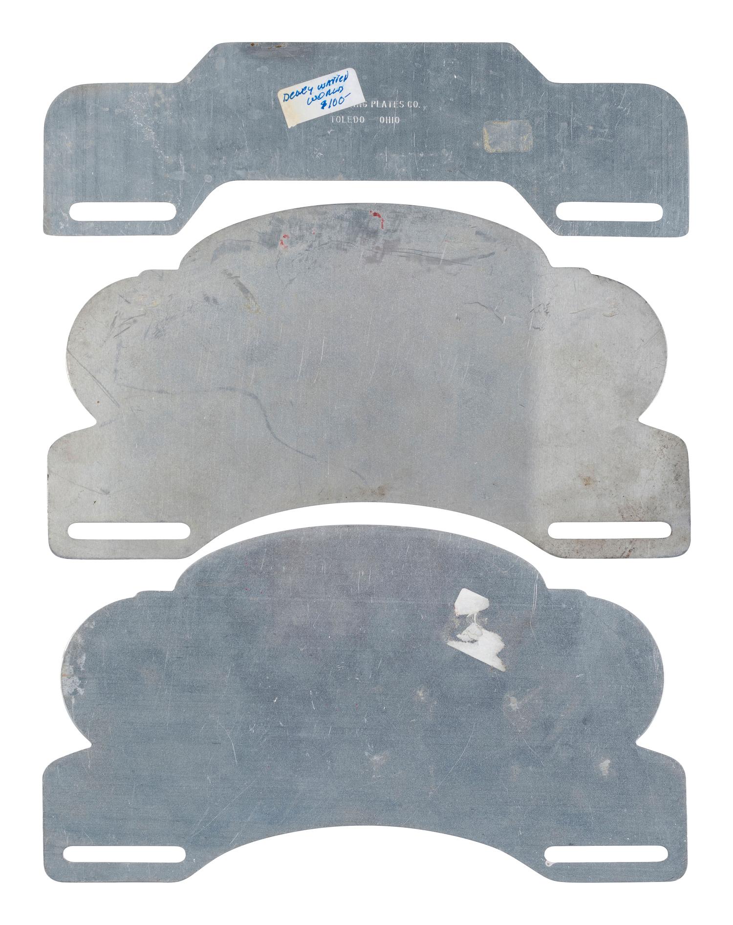 [POLITICS]. A group of 3 campaign license plate attachments promoting Dewey & Warren and Truman & Barkley. 1948.