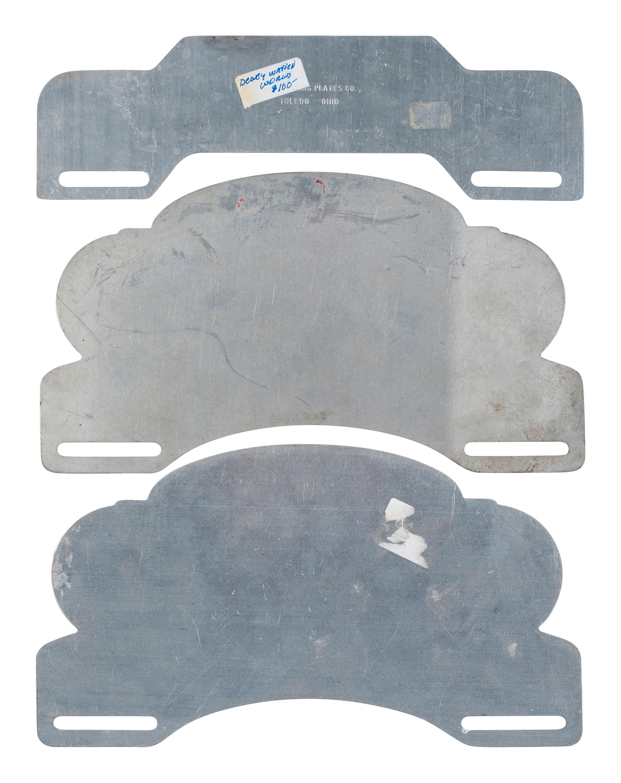 [POLITICS]. A group of 3 campaign license plate attachments promoting Dewey & Warren and Truman & Barkley. 1948.