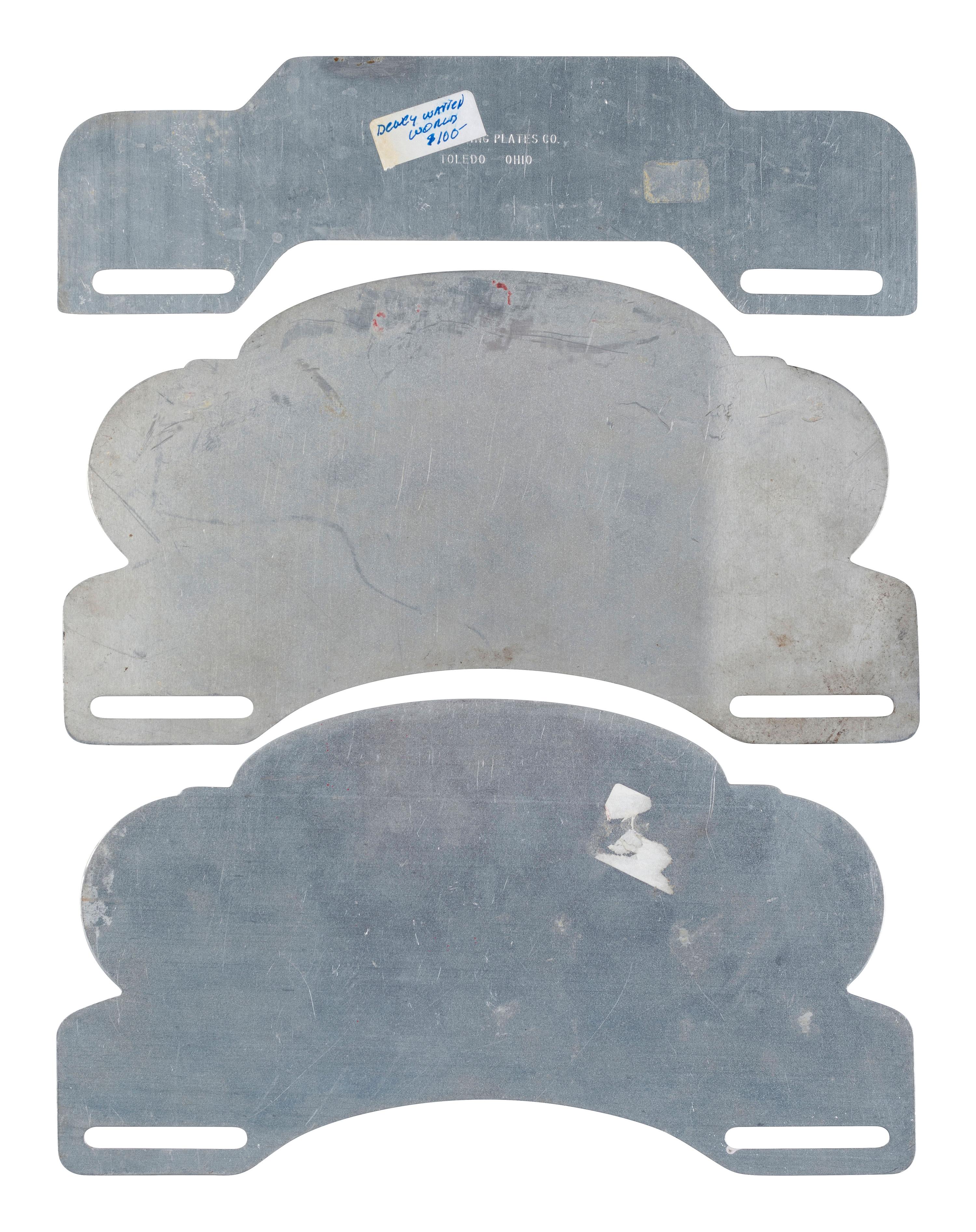[POLITICS]. A group of 3 campaign license plate attachments promoting Dewey & Warren and Truman & Barkley. 1948.