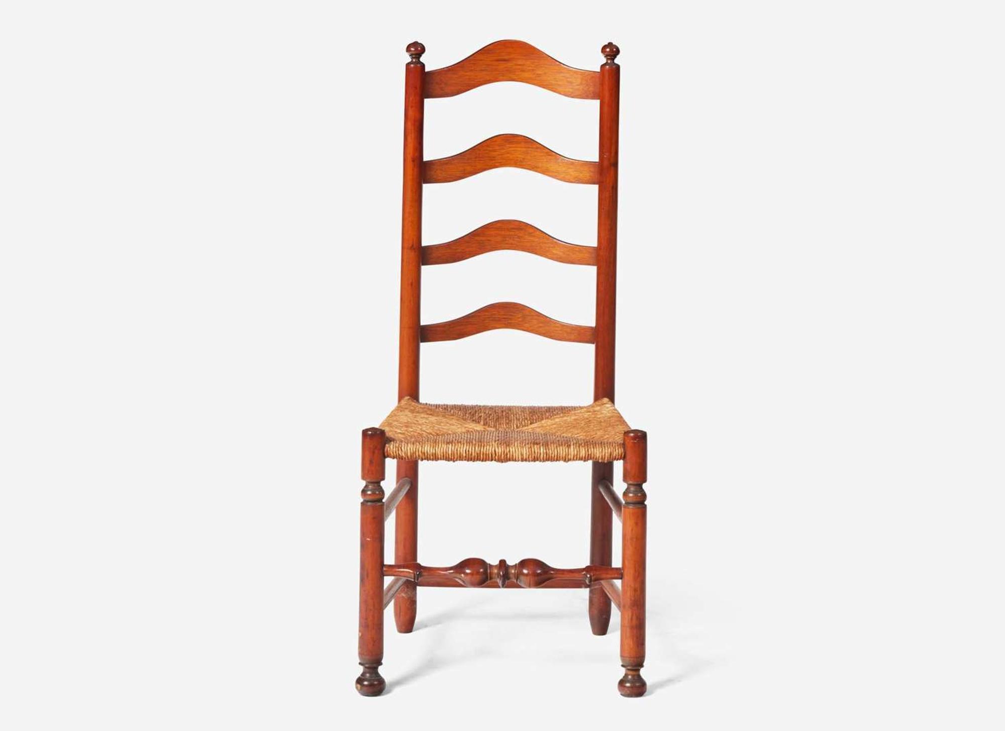 A ladderback rush-seat side chair, West Chester, PA, late 18th century