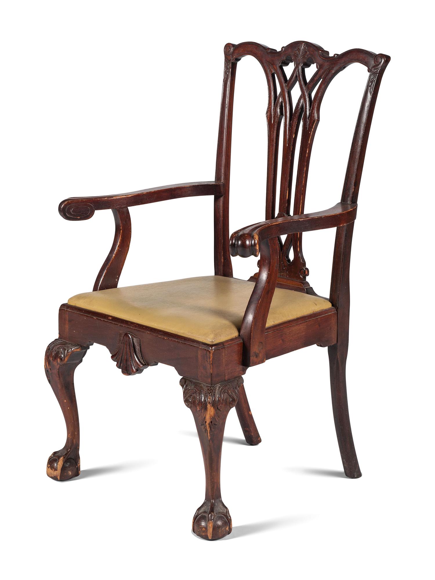 A Chippendale Style Shell Carved Mahogany Armchair