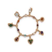 YELLOW GOLD AND MULTIGEM CHARM BRACELET