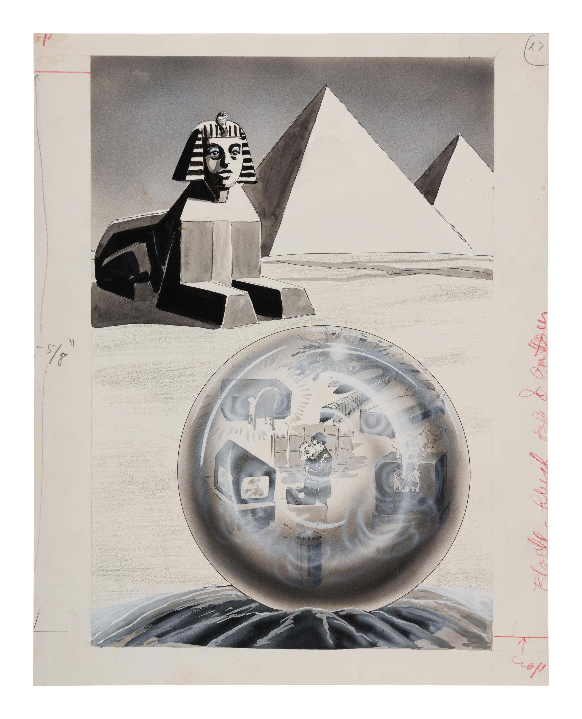 PAUL, Frank R. (1884-1963). Original artwork for interior illustration from Forecast . 1952.