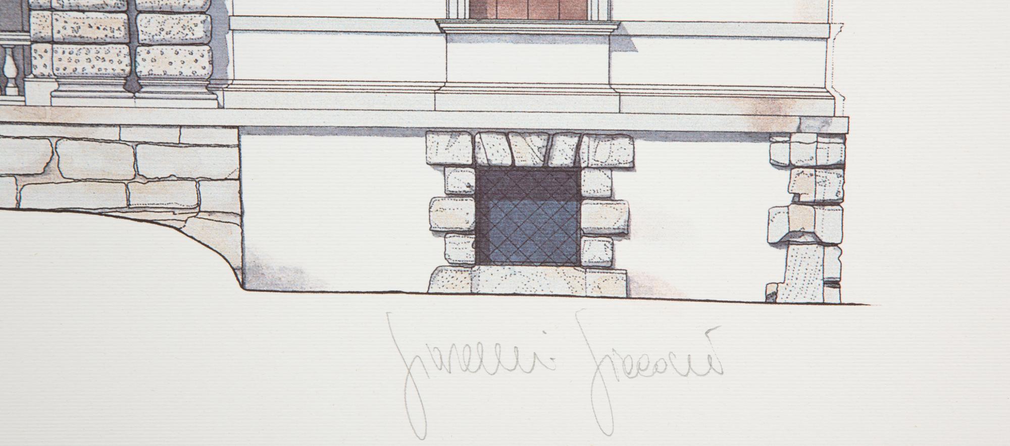 Four Framed Architectural Color Prints by Giovanni Giaconi from The Villas of Palladino — 20TH CENTURY