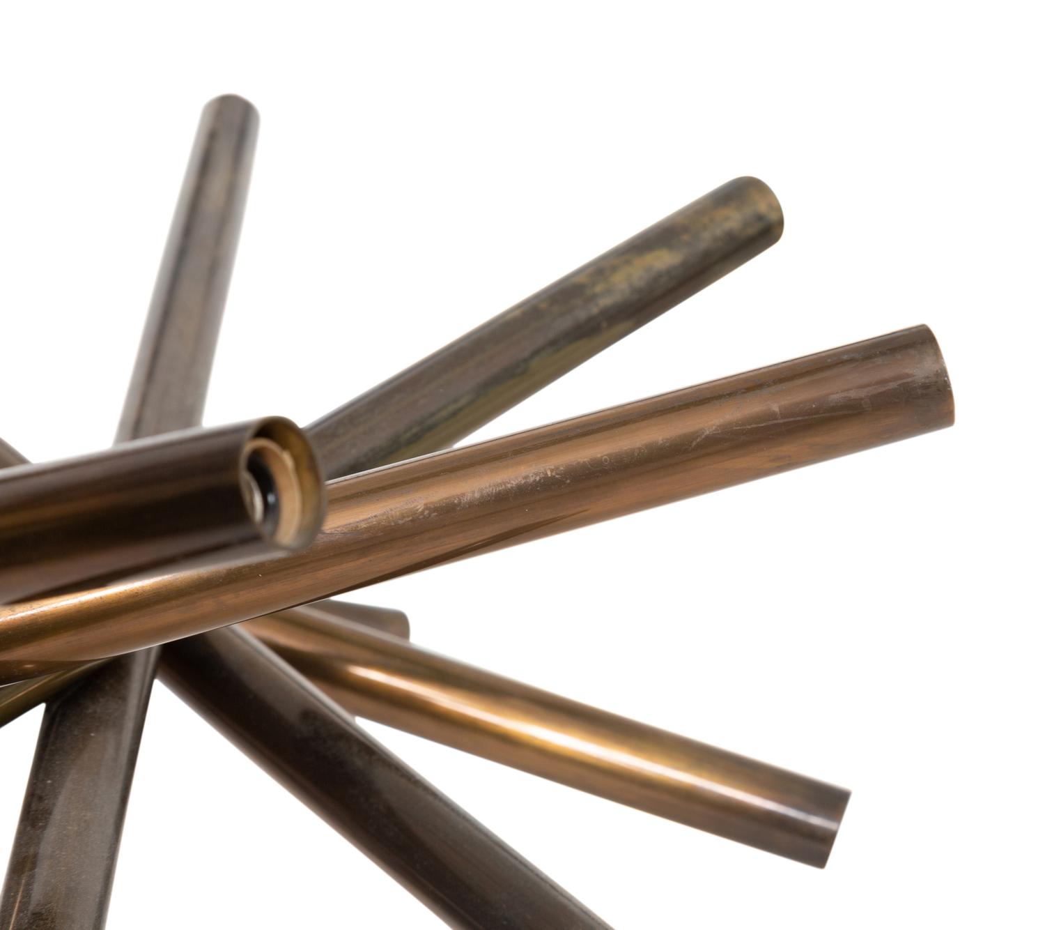 A Custom Modernist Brass Multi-Tube Chandelier