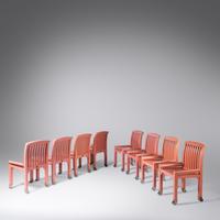 Set of Eight Dining Chairs from the 'Eden' Collection, c. 1970 together with an ottoman Nordiska Kompaniet, Sweden