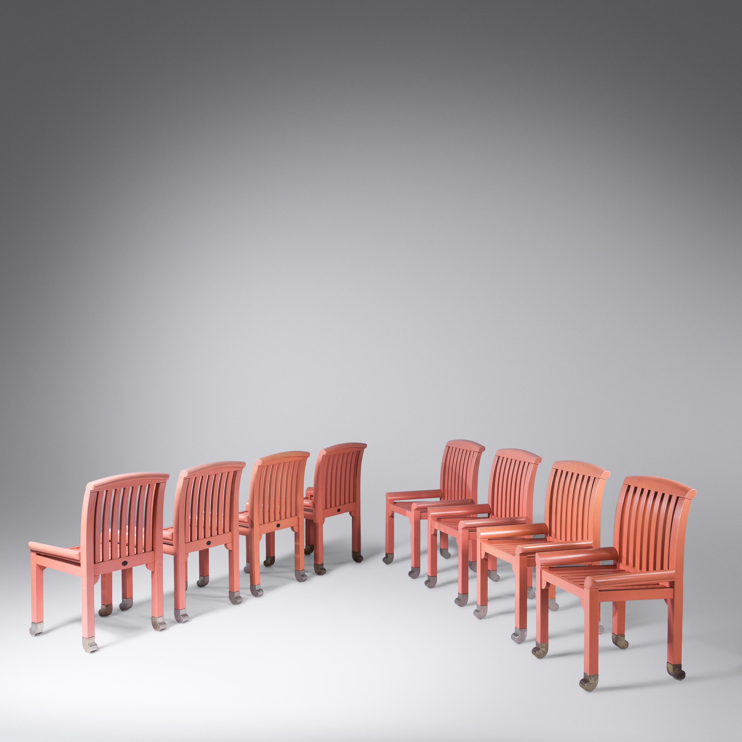 Set of Eight Dining Chairs from the 'Eden' Collection, c. 1970 together with an ottoman Nordiska Kompaniet, Sweden