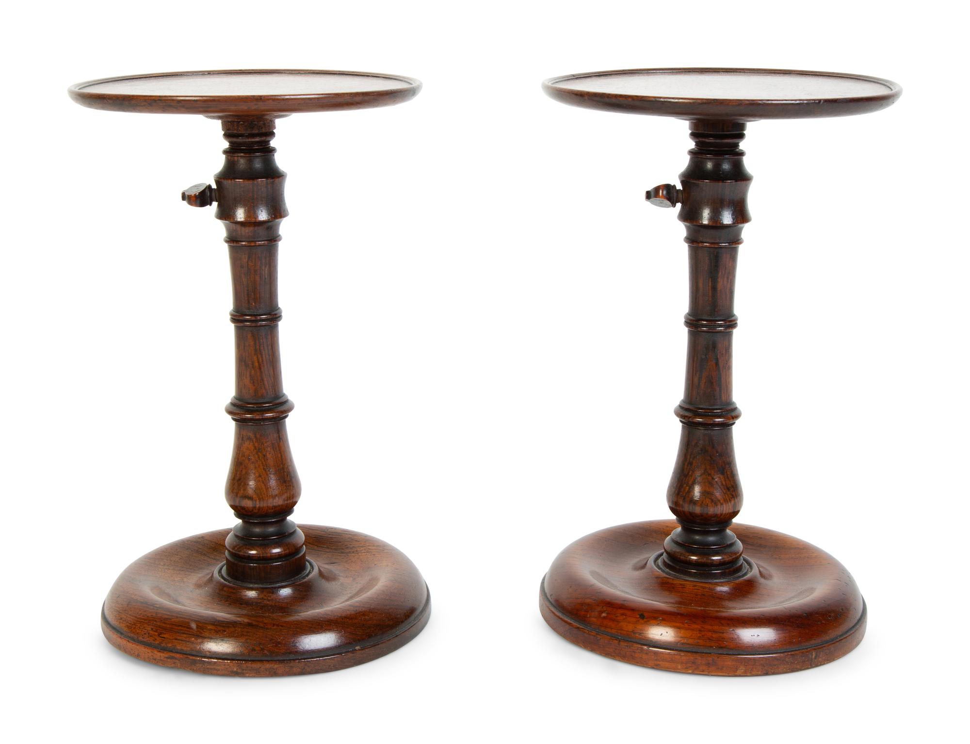 A Pair of Regency Rosewood Telescoping Candle Stands — 19TH CENTURY