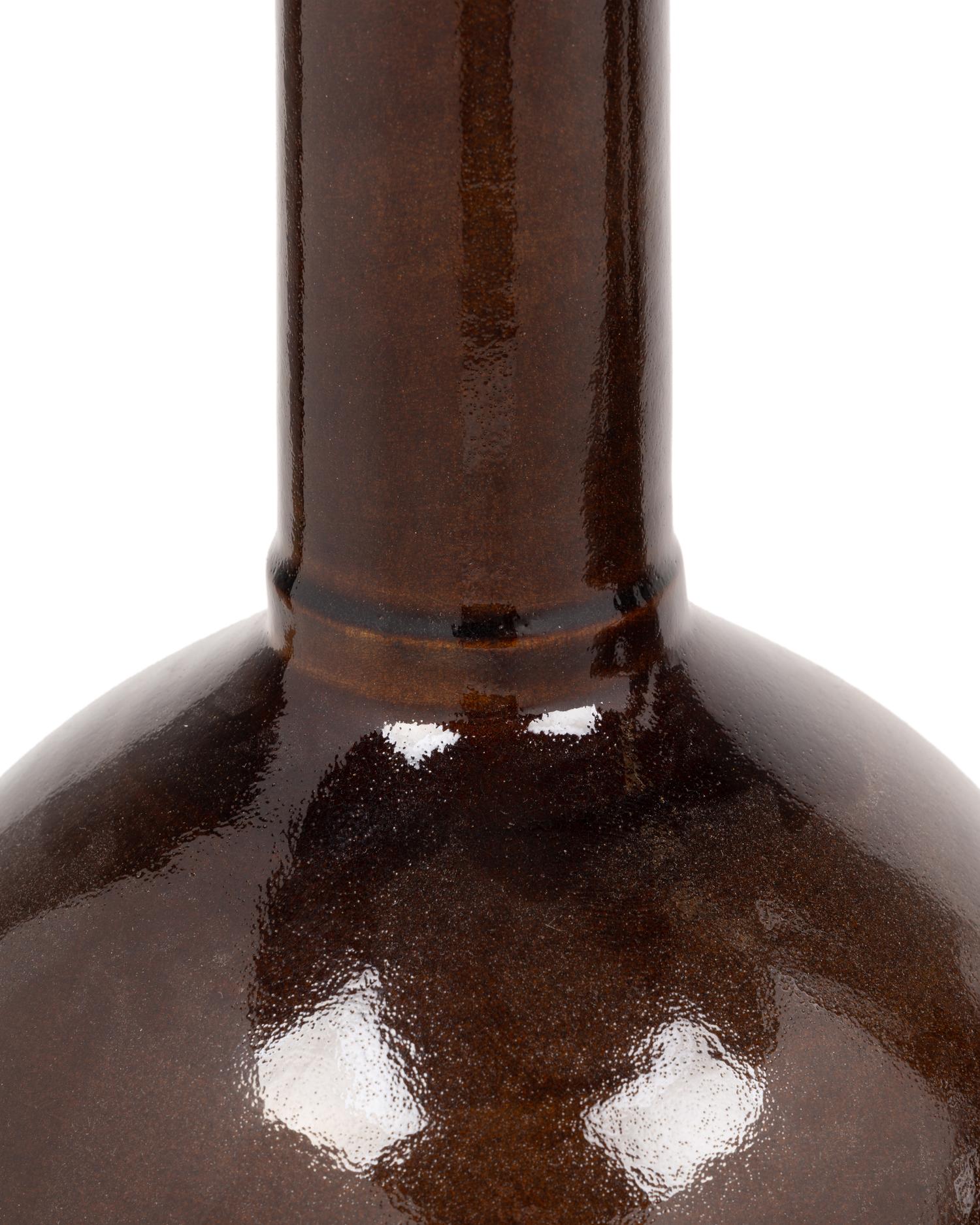 A Pair of Brown Glazed Stoneware Lamps