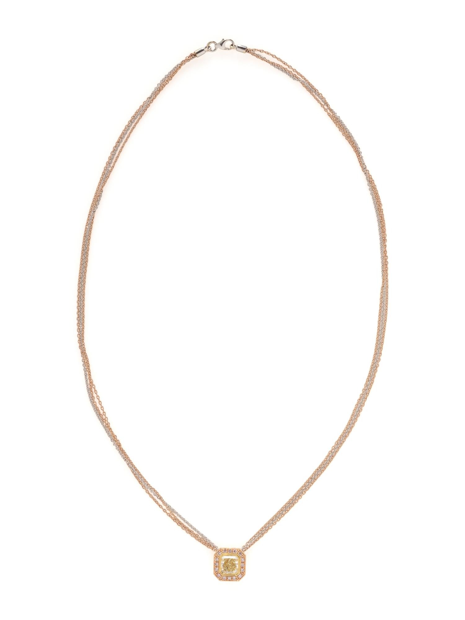 YELLOW AND PINK DIAMOND PENDANT NECKLACE
