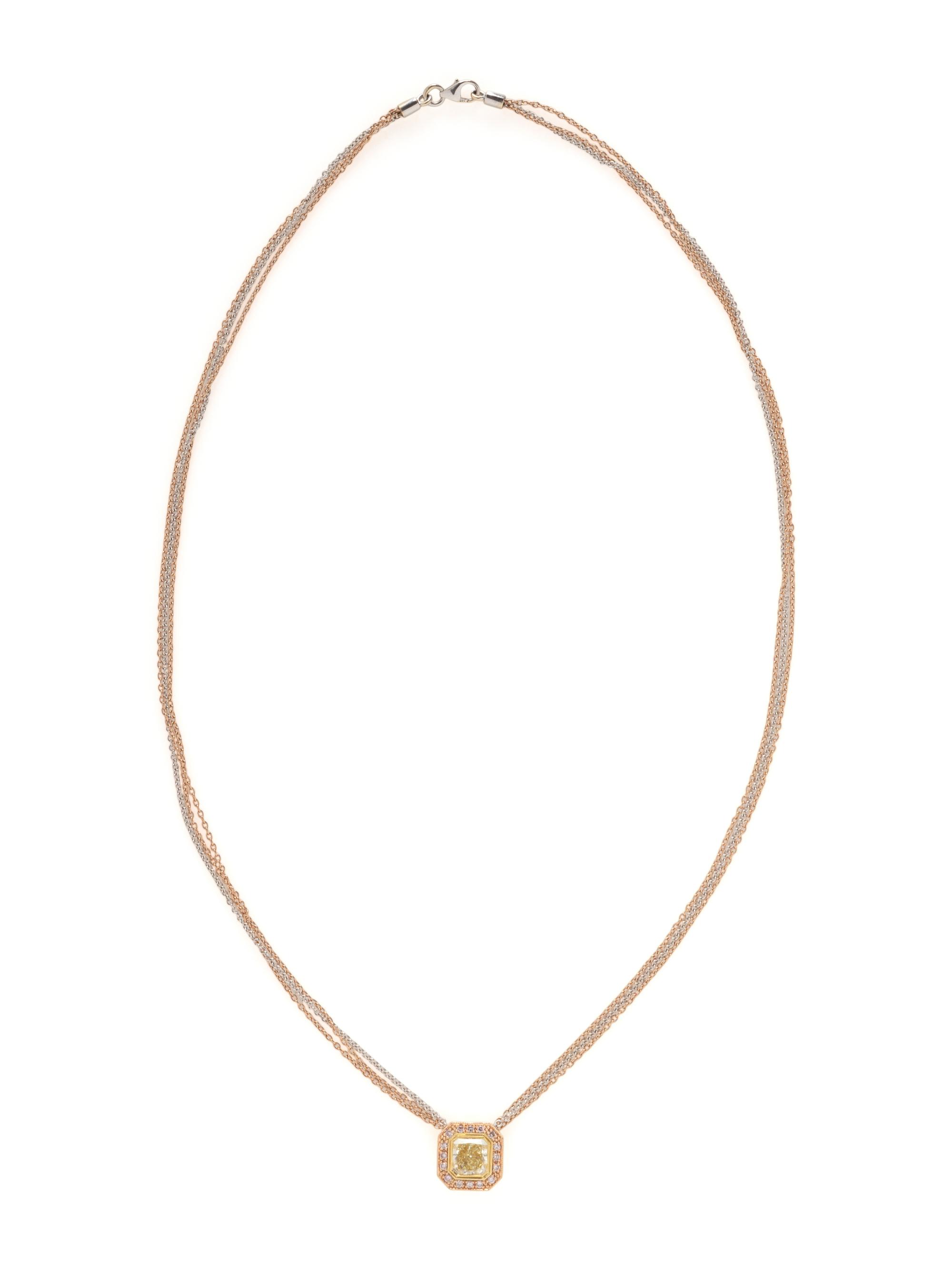 YELLOW AND PINK DIAMOND PENDANT NECKLACE