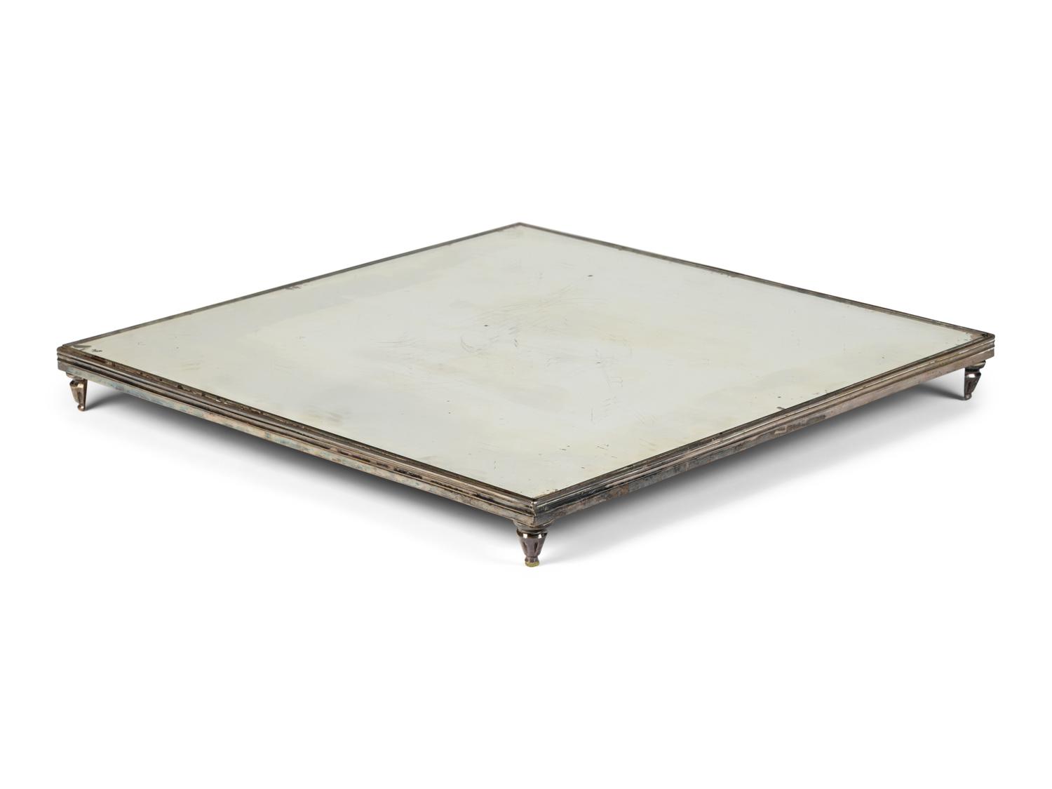 An English Silvered Metal Mirror Table Plateau