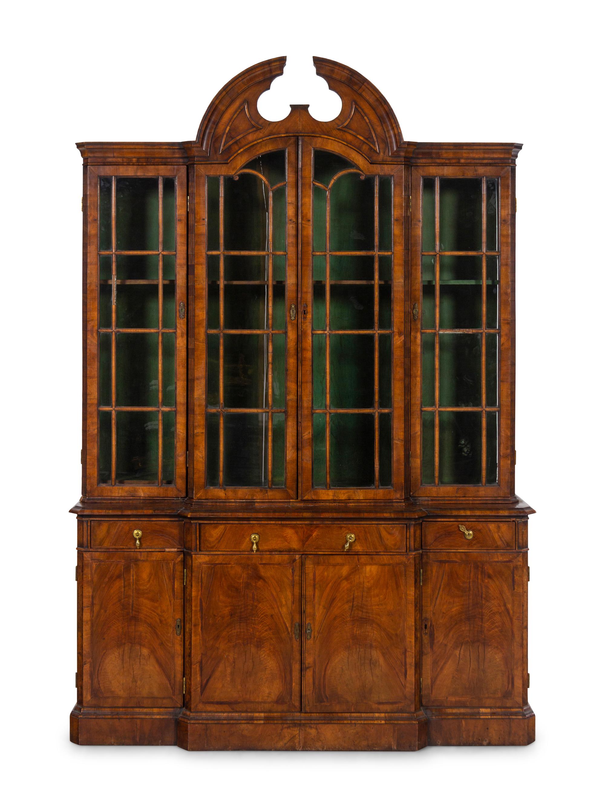 A George II Walnut Breakfront Bookcase