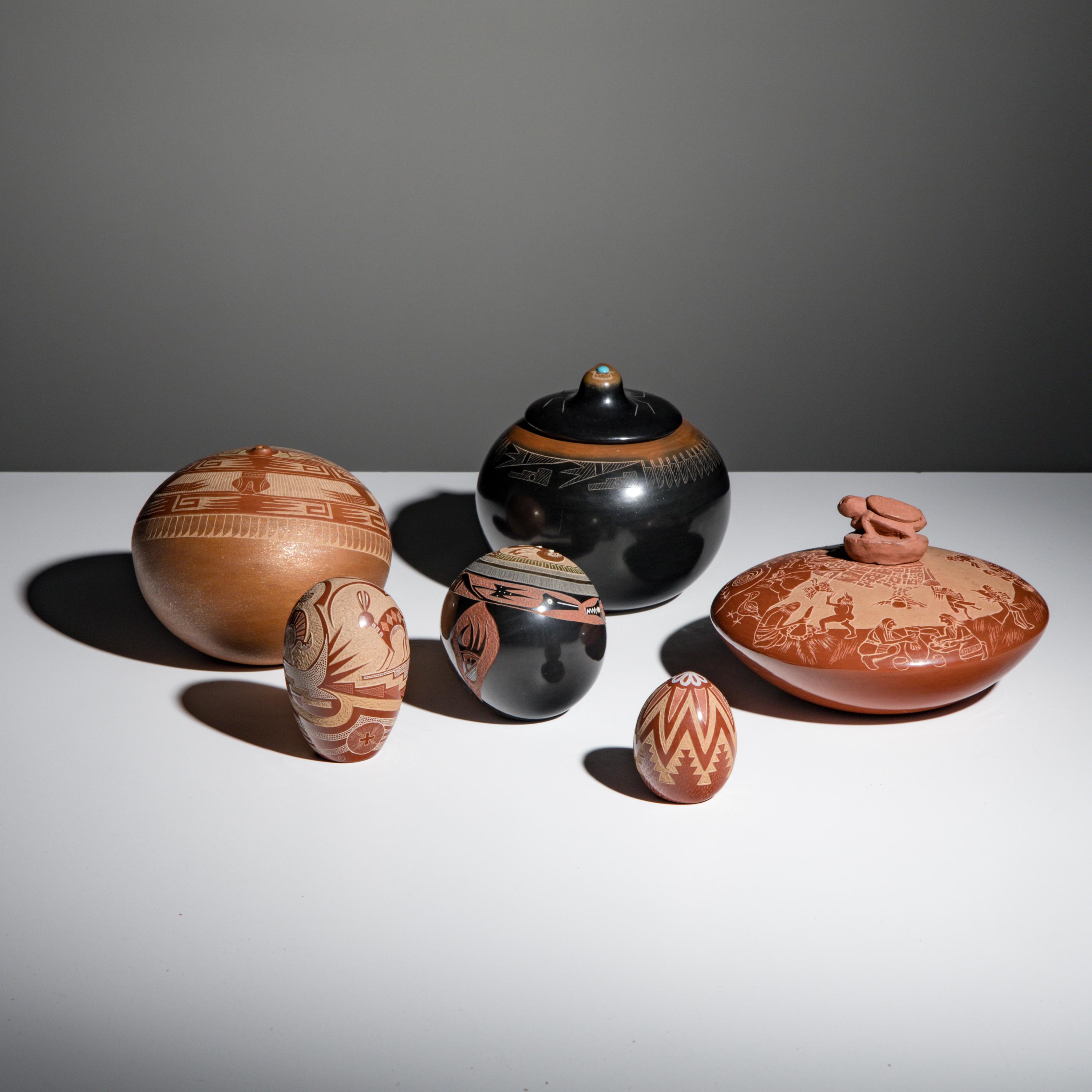 Collection of Miniature Santa Clara and San Ildefonso Sgraffito Pottery