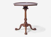 A Chippendale Mahogany Dished-Top Birdcage-Action Candlestand