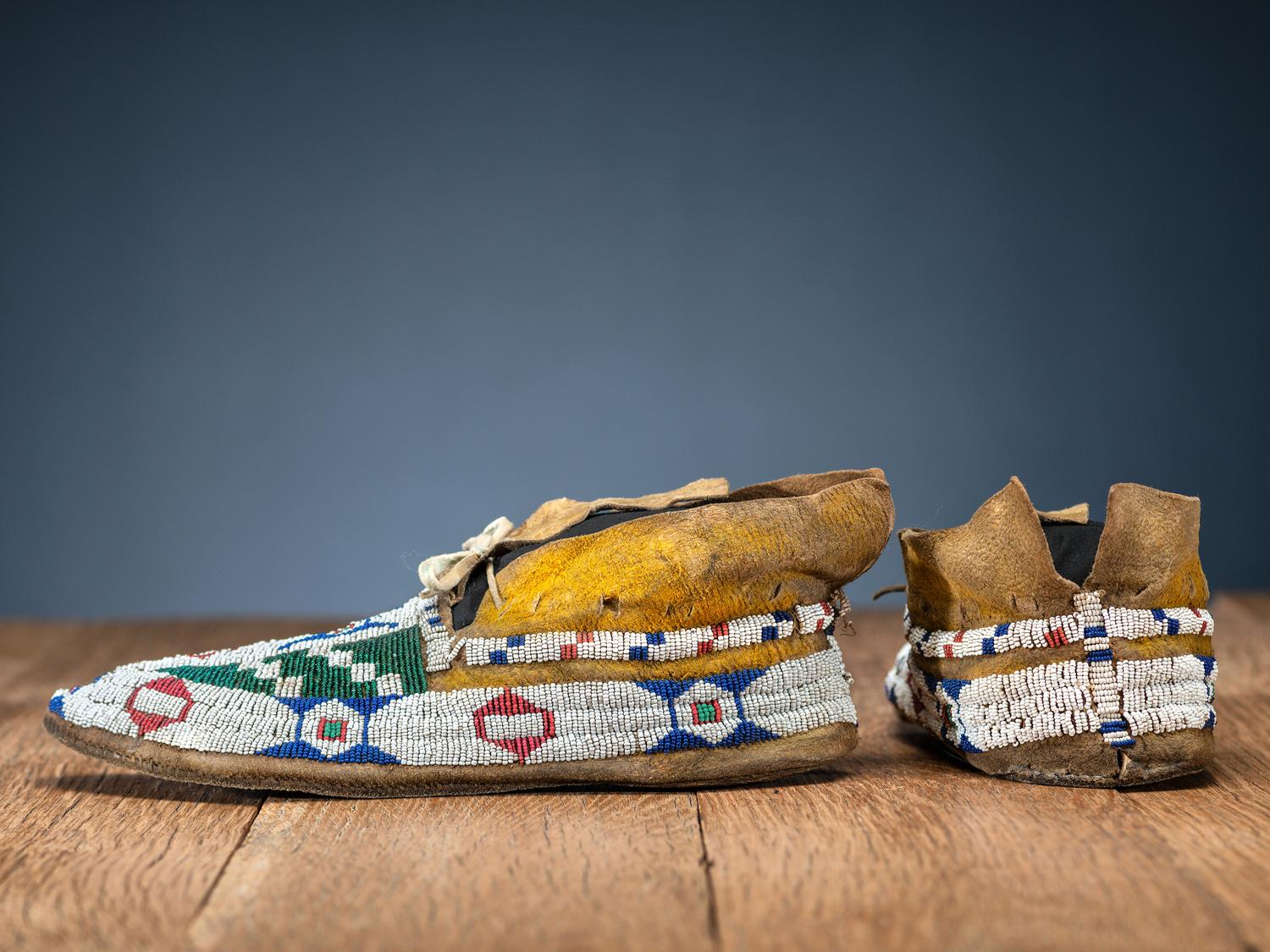 Cheyenne Beaded Hide Moccasins