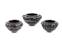 Carved Blackware Pottery Jars