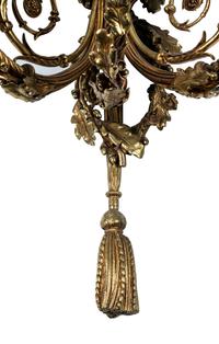 A Pair of Louis XVI Style Gilt Metal Three-Light Sconces