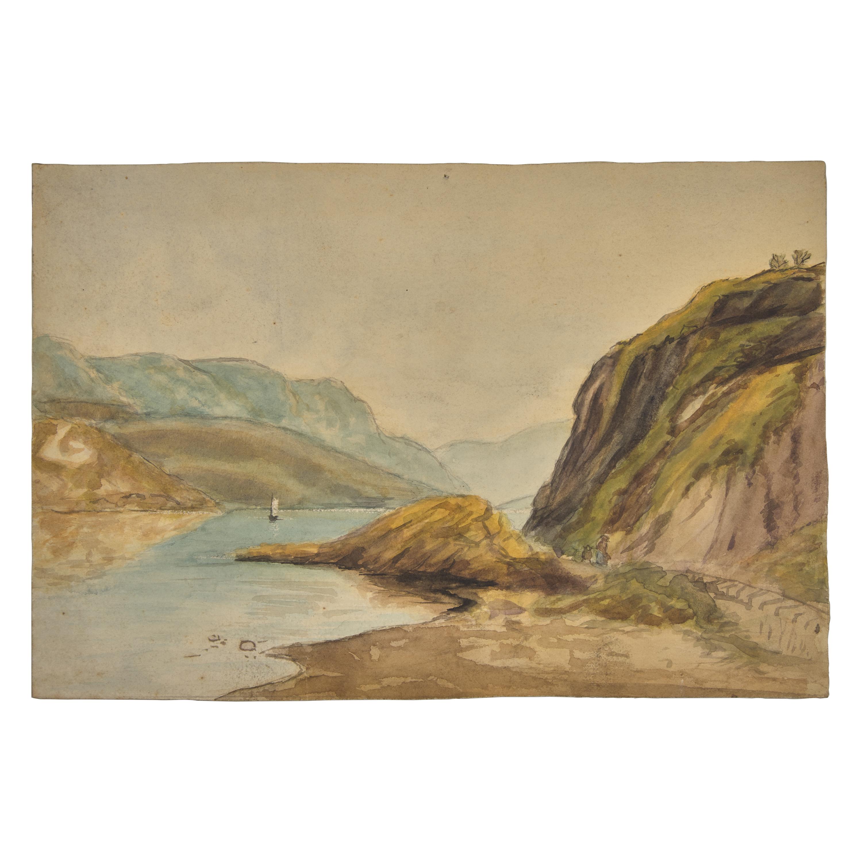 Attributed to Edward Willis Redfield (American, 1869–1965) — European Landscape with Cliffs ; together with Street Scene (American School, 20th C.)