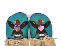 A Pair of Plateau Beaded Hide Moccasins