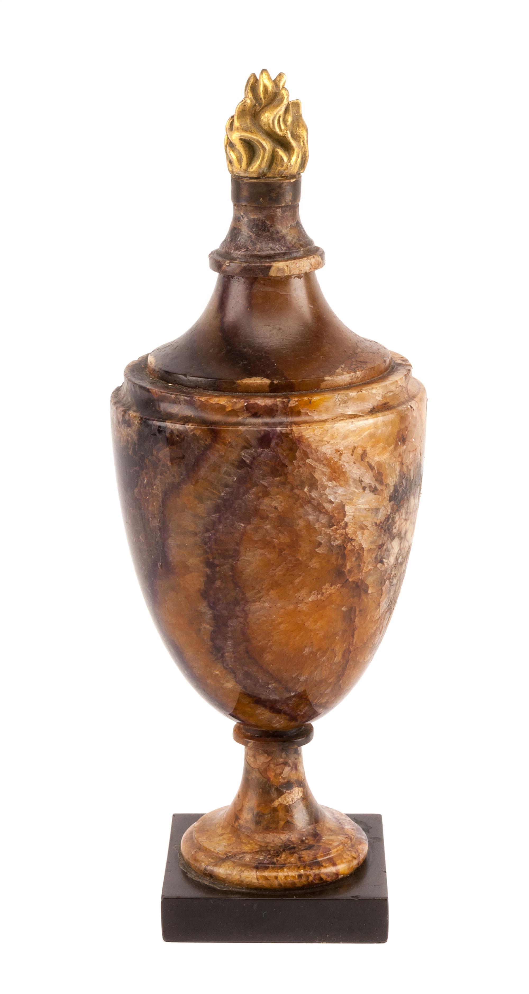 An English Gilt Bronze Mounted Blue John Urn Height 12 1/2 inches. — 19TH CENTURY