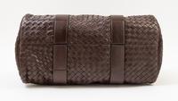 A Bottega Veneta Chocolate Intrecciato Small Duffle Bag, 14" x 9" x 7"; Handle Drop: 6".